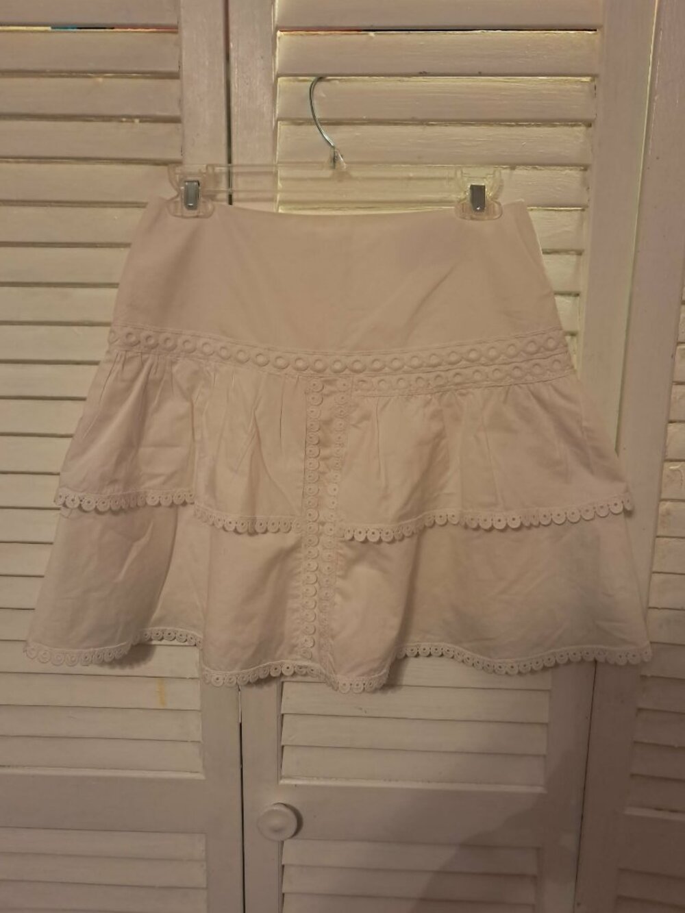 ANTHROPOLOGIE KASIA WHITE COTTON TIERED MINI SKIRT SMALL